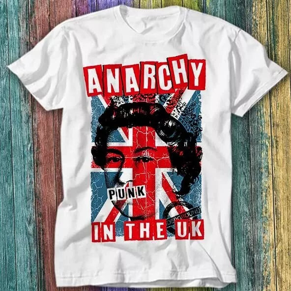 Anarchy In The Uk Punk Music Rock Queen Elizabeth Crown T Shirt Top Tee 441