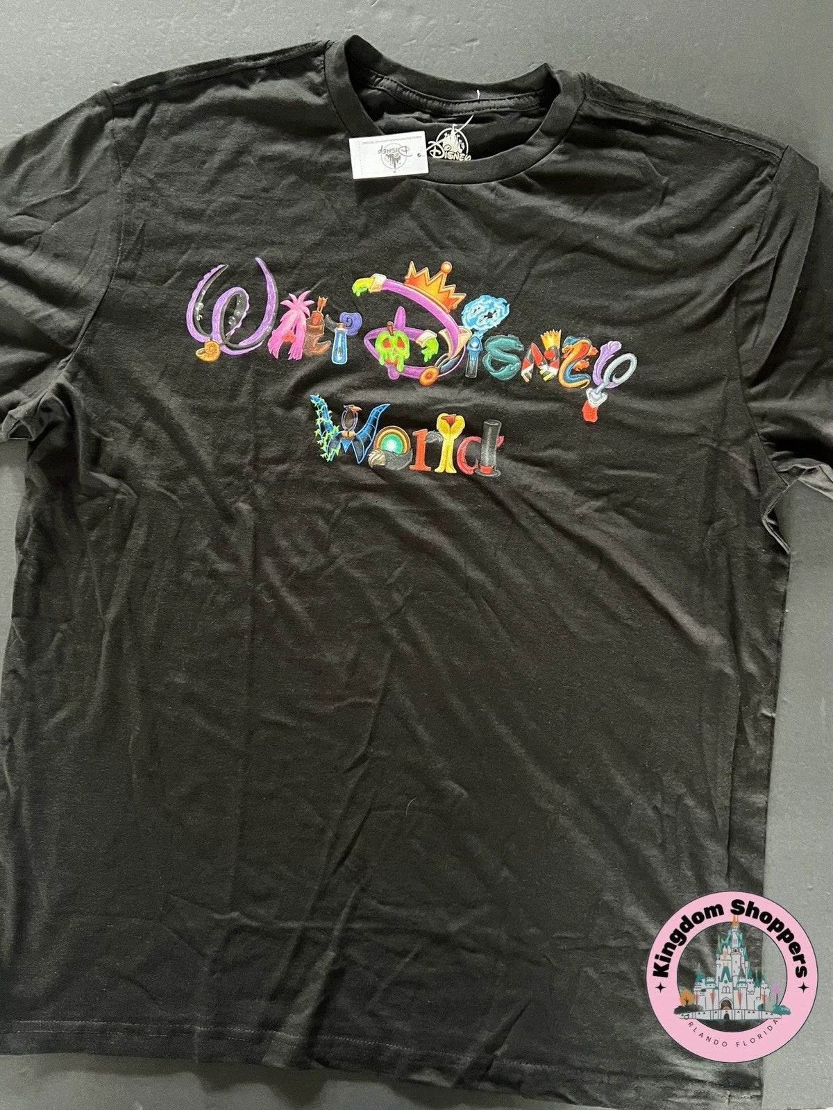 2025 Walt Disney World Halloween Villains Character Letters Black Adult Shirt M